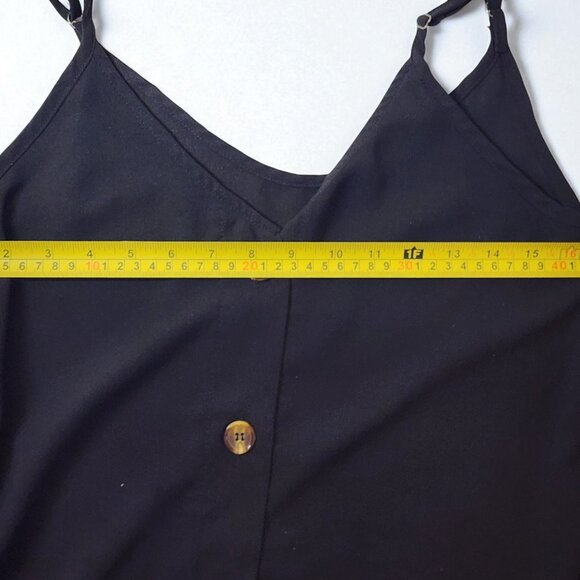 Chic Black Button-Down Cami Top – Size Small, Adjustable Straps, Lightweight - Picture 5 of 10